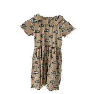 Kate Quinn Girls Size 8Y Organic Cotton Dress | house Print | Peter Pan Collar